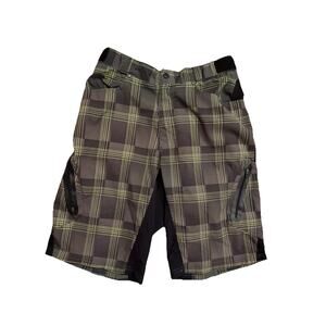 Zoic Mountain Biking Cycling Shorts Plaid Men's Large Gray Yellow Black